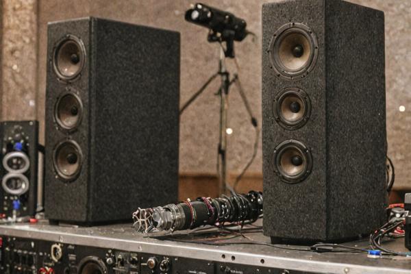 Professional audio system installation with premium speakers
