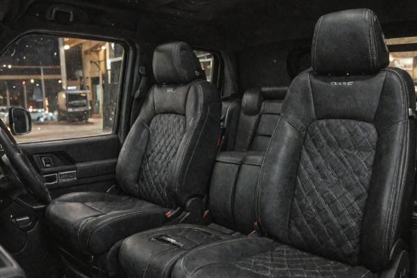 Luxury truck interior modification with custom leather seats